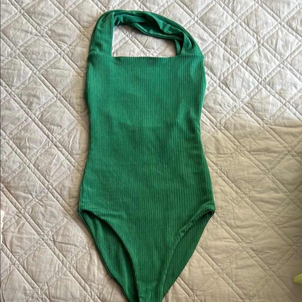 Wayf Fitted Green Sleeveless Bodysuit